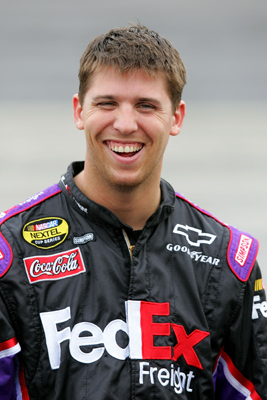 Denny Hamlin is all smiles during qualifying for the Subway 500 at Martinsville Speedway (Photo Credit: Streeter Lecka/Getty Images)