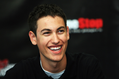 Joey Logano addresses the media during a news conference to celebrate his 18th birthday. Logano will make his NASCAR Nationwide Series debut next week at Dover International Speedway. (Photo Credit: Jerry Markland/Getty Images for NASCAR)