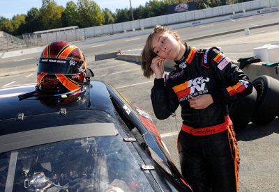Caitlin Shaw of Albuquerque, N.M. gets ready to get in her car during the Drive for Diversity Combine presented by Sunoco at South Boston Speedway. (Photo Credit: Grant Halverson/Getty Images for NASCAR)