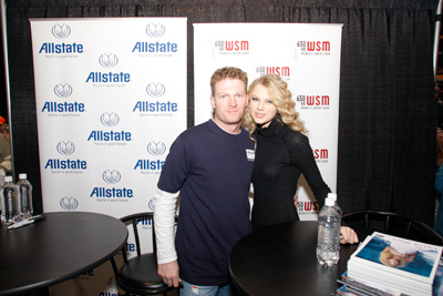 NASCAR Sprint Cup Series driver Dale Earnhardt Jr. and Taylor Swift pose for a picture during the 2008 edition of Sprint Sound and Speed in Nashville. Earnhardt Jr. is scheduled to participate in this year's event on January 9-10. (Photo Credit: Sprint Sound and Speed)