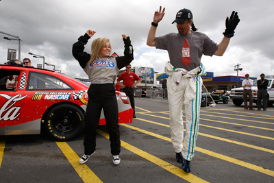 Shawn Johnson and Kyle Petty at Lowe's Motor Speedway (credit: NASCAR)