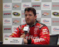 Tony Stewart fields questions from the media during a press conference at Infineon Raceway on Friday, June 19, 2009 (photo credit: The Fast and the Fabulous)