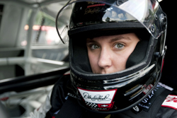 Taylor Earnhardt, daughter of seven-time NASCAR Sprint Cup Series champion Dale Earnhardt, gets behind the wheel to drive her father's famous No. 3 GM Goodwrench Chevrolet at The Goodwood Festival of Speed at The Goodwood Estate on Friday in Chichester, England. (Photo Credit: Peter Fox/Getty Images for NASCAR)