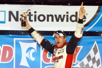 David Ragan celebrates winning the Food City 250 at Bristol Motor Speedway, his second career NASCAR Nationwide Series victory. (Photo Credit: Jason Smith/Getty Images for NASCAR)