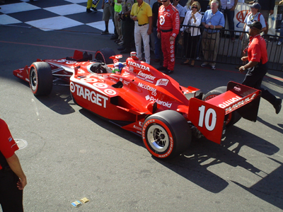 Dario Franchitti drives into Victory Lane on Sunday, August 23, 2009 at the Indy Grand Prix of Sonoma at Infineon Raceway (photo credit: The Fast and the Fabulous)