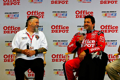Tony Stewart introduced Dragon Dojo Martial Arts, owned by Shihan Robert Wiest, as the 2009 Official Small Business of NASCAR, Courtesy of Office Depot during a special press event at the speedway on Saturday, September 5, 2009 (credit to Action Sports Photography)