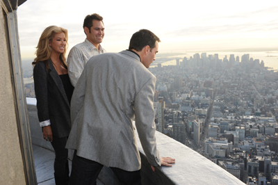 Two-time MLB World Series champion Johnny Damon and wife Michelle look on as Jimmie Johnson looks down from the Empire State Building's private 103rd floor with no railing Tuesday on Jimmie Johnson Day in New York City. (Photo Credit: Empire State Building)