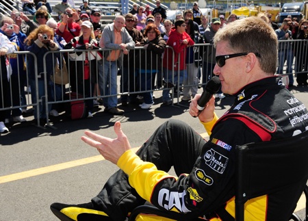 Driver Jeff Burton sat down and talked to fans about NASCAR at Tuesday’s test at Charlotte Motor Speedway. (Credit: Rusty Jarrett/Getty Images for NASCAR)