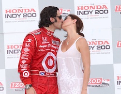 Dario Franchitti and his wife, Ashley Judd, celebrate his win at Mid-Ohio