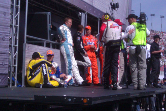 Backstage at driver introductions for the Nationwide Series Sam's Town 300