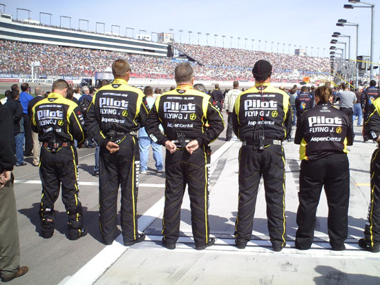 The pit crew for the No. 62 Pilot Flying J Coffee Toyota