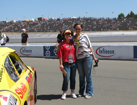 Kristen and I on pit road before the start of the race!