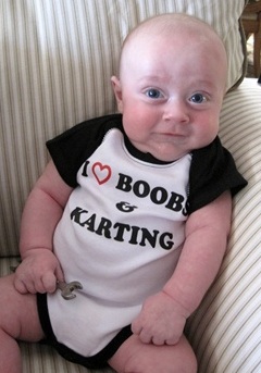 Isn't he too cute?! This Motor Munchkins onesie is adorable and funny.