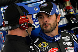 Jimmie Johnson, driver of the No. 48 Lowe’s Chevrolet, at the Aug. 7 NASCAR Sprint Cup Series event at Pocono Raceway. (Courtesy of Hendrick Motorsports)