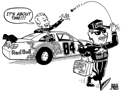 Talladega Cartoon by Buck Jones (courtesy of Red Bull Racing)