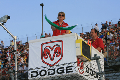 The winner of the Wave the Green Flag contest, Betty Easley, received an all-expense-paid travel package to the Dodge Challenger 500 NASCAR Sprint Cup race at Darlington Raceway over Mother’s Day weekend (Photo Credit: Jerry Markland/Getty Images for NASCAR)