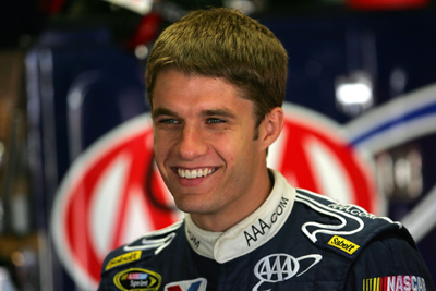 David Ragan is all smiles Saturday after posting the third-quickest time in the morning practice session. (Photo Credit: Chris Trotman/Getty Images for NASCAR)