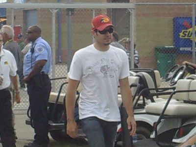 Martin Truex Jr. walks to the drivers meeting at Chicagoland Speedway on Saturday July 12, 2008. (photo credit: The Fast and the Fabulous)