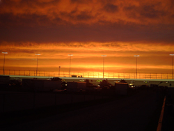 The sun sets over Chicagoland Speedway on Saturday, July 12, 2008 (photo credit: The Fast and the Fabulous)