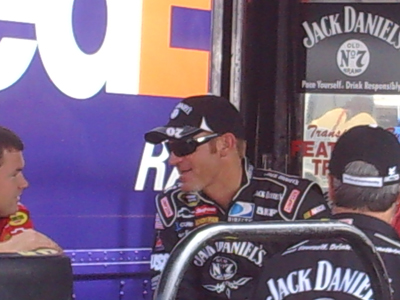 Clint Bowyer hangs out outside of his hauler at the Auto Club Speedway in Fontana, Calif. on Friday, August 29, 2008 (photo credit: The Fast and the Fabulous)