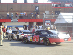 Cars lined up for Cup Series practice on Saturday, August 30, 2008 at Auto Club Speedway in Fontana, Calif. (photo credit: The Fast and the Fabulous)