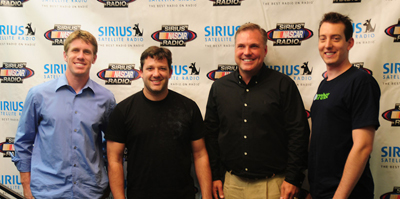 Carl Edwards and Kyle Busch talk NASCAR with Tony Stewart and Matt Yocum on the Tony Stewart Live show at the Sirius XM studios in New York City (photo credit: Ronnie Peters of 4 Corners)