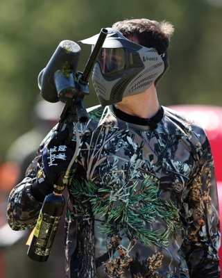NASCAR Sprint Cup Series star Kyle Busch takes a break during paintball warfare for a Texas Motor Speedway media event Tuesday, Sept. 30, at Fun On The Run Paintball Park in Fort Worth, Texas. (Photo By Tom Pennington/Getty Images for the Texas Motor Speedway)