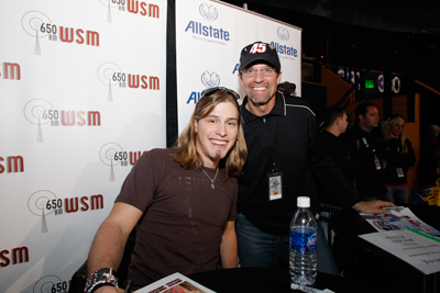Country music star Jason Michael Carroll and NASCAR Sprint Cup Series driver Kyle Petty pose for a picture during the 2008 edition of Sprint Sound and Speed Presented by SunTrust. Both are scheduled to be back at the event this year on Jan. 9-10. (Photo Credit: Sprint Sound and Speed)