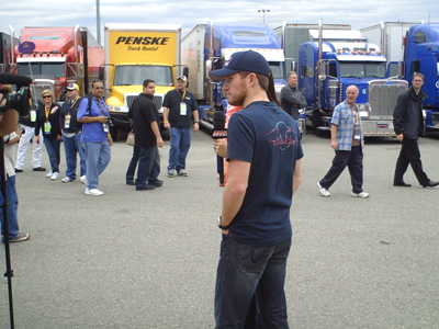 Brian Vickers waits to be interviewed by SPEED at Auto Club Speedway in Fontana, CA on Sunday, February 22, 2009. (photo credit: The Fast and the Fabulous)