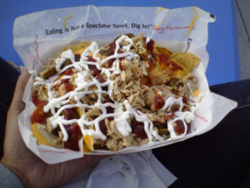 BBQ Pulled Pork Nachos in the Neon Garage at Las Vegas Motor Speedway (photo credit: The Fast and the Fabulous)