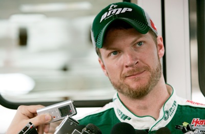 Dale Earnhardt Jr. speaks with media about meetings he had during the week with team owner Rick Hendrick and crew chief Tony Eury Jr. (Photo Credit: Jerry Markland/Getty Images for NASCAR)