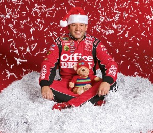 Tony Stewart with 2009 Office Depot Foundation Teddy B. Caring (photo credit: Action Sports Photography)