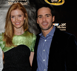 (Credit: Ethan Miller/Getty Images for NASCAR)
(Right to left) Four-time NASCAR Sprint Cup Series champion Jimmie Johnson and wife Chandra attend the NASCAR Evening Series with Emeril Lagasse (not pictured) at Delmonico Steakhouse in the Venetian Resort Hotel & Casino during NASCAR Sprint Cup Series Champions Week Wednesday in Las Vegas.