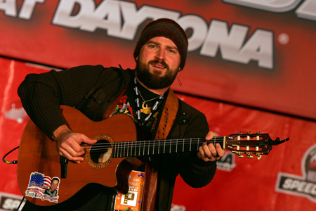 Musician Zac Brown of the Zac Brown Band performs in a pre-race concert Saturday before the Budweiser Shootout at Daytona International Speedway. (Credit: Jerry Markland/Getty Images for NASCAR)