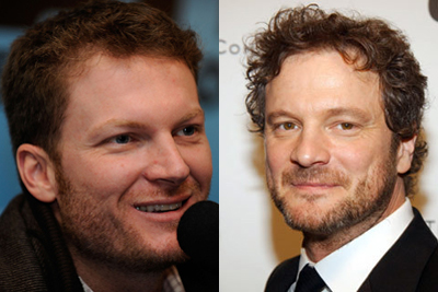 Dale Earnhardt Jr (left) and Colin Firth (right)
