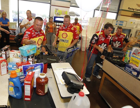 No.29 Pit Crew Competing in Grocery Bagging Challenge in Indy