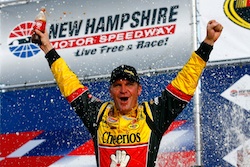 Clint Bowyer celebrates second career NASCAR Sprint Cup Series victory on Sunday at the New Hampshire Motor Speedway in Loudon, N.H., the first race in the Chase for the NASCAR Sprint Cup. (Credit: Jason Smith/Getty Images for NASCAR)