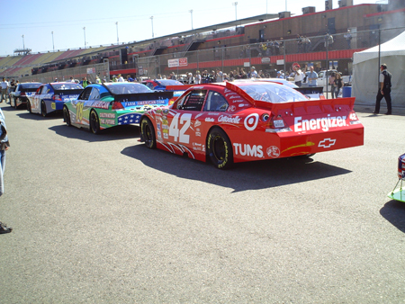 Cars lined up for practice