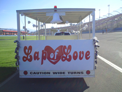 Couples who wed at Auto Club Speedway before the Pepsi Max 400 took a ride on the Lap of Love tram on October 10, 2010