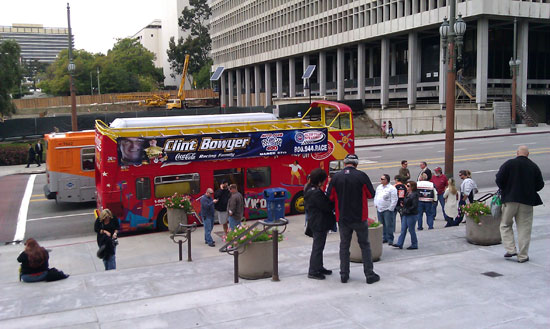 The double-decker tour bus that took us on our hollywood tour
