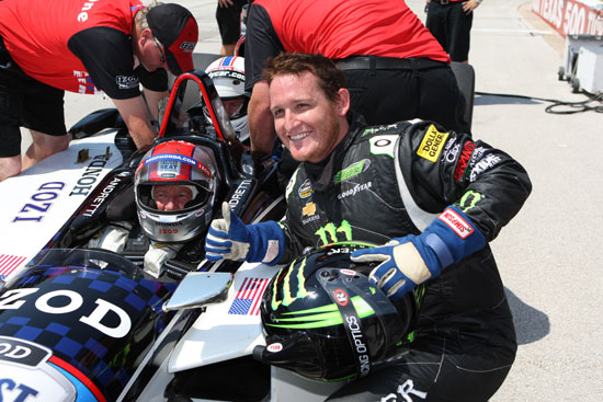 Ricky Carmichael poses with Mario Andretti. Ricky got to take a ride in the two-seater IndyCar with Mario.