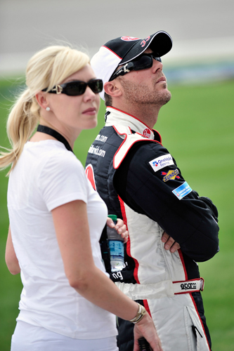 Team owner DeLana Harvick and husband/driver Kevin Harvick stand on the grid during NASCAR Nationwide Series Coors Light Pole Qualifying on Saturday at Chicagoland Speedway in Joliet, Ill. (Credit: Jason Smith/Getty Images for NASCAR)