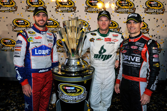 Jimmie Johnson, Dale Earnhardt Jr. and Jeff Gordon qualified for the Chase for the NASCAR Sprint Cup after the race weekend at Richmond (Va.) International Raceway. (Courtesy of Hendrick Motorsports)