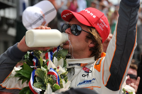 Dan Wheldon celebrated his second Indianapolis 500 win earlier this year