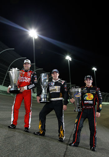 2011 NASCAR champions Tony Stewart, Ricky Stenhouse Jr. and Austin Dillon (Credit: Chris Graythen/Getty Images for NASCAR)