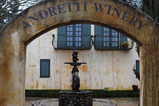The courtyard at Andretti Winery was beautiful (even in the rain!)